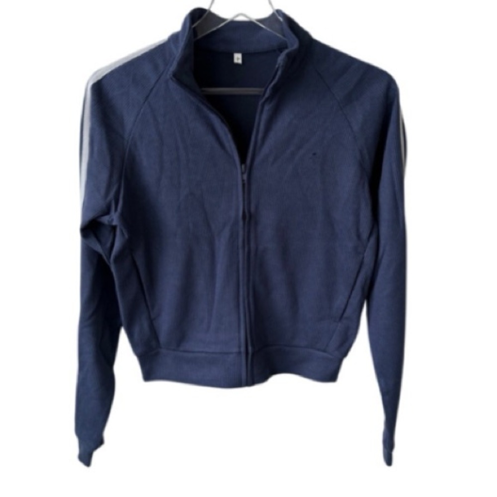 Halara Ribbed Stand Collar Long Sleeve Zipper Casual Jacket with Pockets Medium - Picture 4 of 5